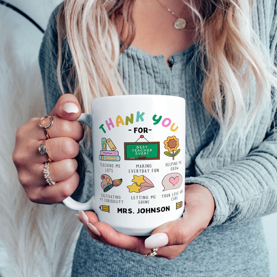 Personalized Thank You Teacher Mug With Name, Best Teacher Ever Gift ...