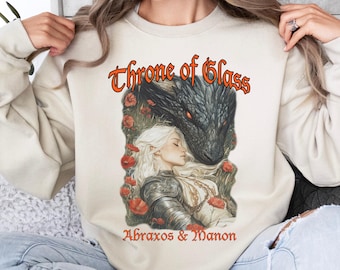 Throne of Glass Abraxos and Manon Sweatshirt Fantasy Booktok Merch Witch and Dragon Rider Book Lover Gift Cozy Manon Blackbeak Fan Art Top