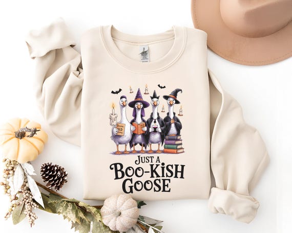 Boo-Kish Goose Halloween Sweatshirt: Spooky Book Club, Librarian Gift