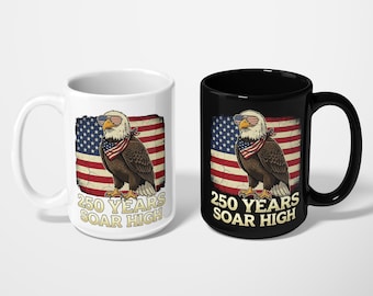 Weißkopfseeadler Becher mit amerikanischer Flagge für 4. Juli Geschenk, USA Kaffeetasse - schwarz oder weiß, 11oz oder 15oz