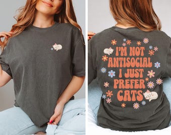 I Prefer Cats T-Shirt, Funny Introvert Tee for Cat Lovers