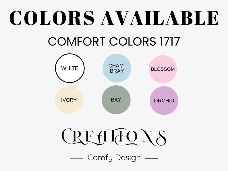 the colors available for comfort colors 17 / 17