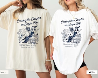 Camiseta de despedida de soltera literaria, camiseta de novia amante de los libros, sudadera "Cierre de capítulo de la vida de soltera", camiseta personalizada para despedida de soltera con temática literaria