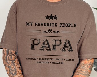 Regalo personalizado para el Día del Padre, camiseta de paternidad para niños y esposas, regalo personalizado para papá, camiseta con nombres, camiseta con vínculo padre-hijo.
