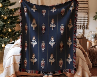 Nussknacker und Ballerina Decke, Weihnachtsferien Ballettdecke, gemütliches festliches Winter Wohnkultur Geschenk für Sie