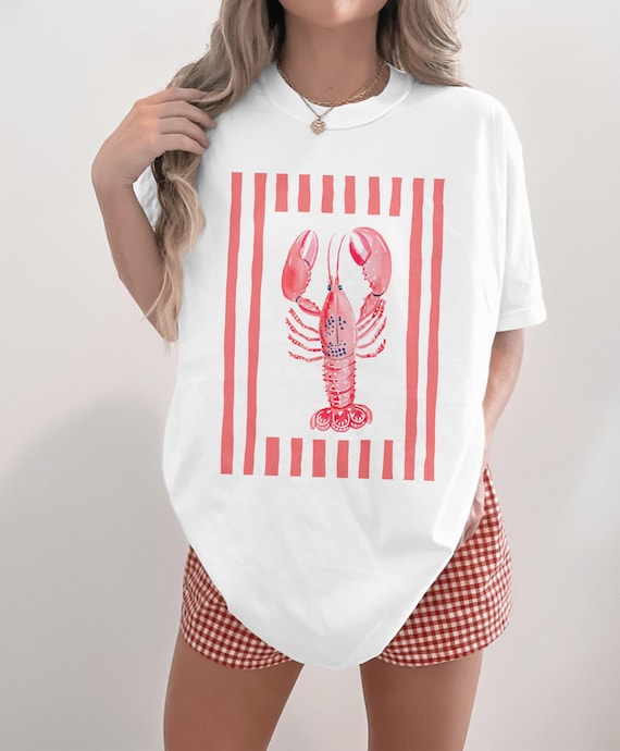 Coastal Lobster Shirt Sweatshirt, Beach Vacation Tee, Preppy Nautical Ocean Lover T-Shirt for Summer Gift Idea, Vintage Vibe Tee for Women