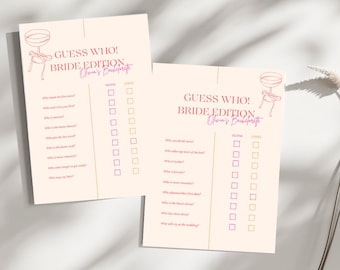 Minimalist Bridal Shower Game, Who Knows The Couple Best, Engagement Party game, Editable Canva Download, Trivia Game For Bride And Groom