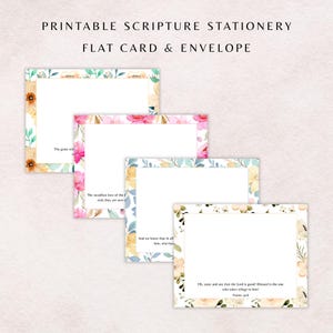 plate imprimable Écriture sainte avec enveloppe | Ensemble de papeterie biblique | Cartes et enveloppes imprimables DIY | Carte de correspondance numérique verset de la Bible