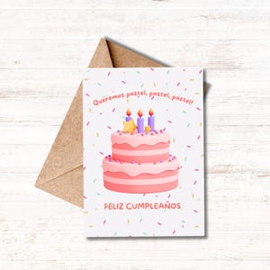 Carte d'anniversaire espagnole imprimable, carte de voeux numérique « Feliz Cumpleaños », carte d'anniversaire à téléchargement immédiat en espagnol, jolie carte d'anniversaire PDF