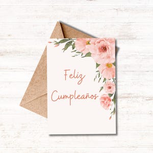 Floral Feliz Cumpleaños Card: Feminine Spanish Birthday (Digital Download)