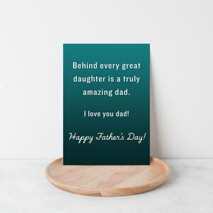 Carte de fête des pères de fille, carte sentimentale pour papa, carte de voeux père fille, carte physique faite main pour papa, carte DIY pour papa