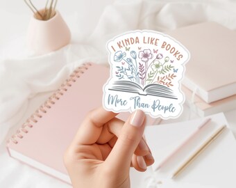 Book Lover Vinyl Sticker | Floral Reading Decal for Laptop, Journal