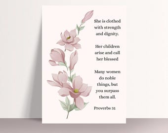 Sprüche 31 Frau Grußkarte mit Blumen: Christliche Briefpapier