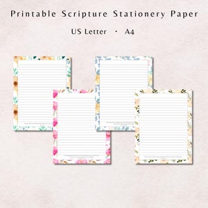 Printable Scripture Stationery Paper | Writing Paper A4 and US Letter | Instant Download Digital Stationery for Letters and Notes