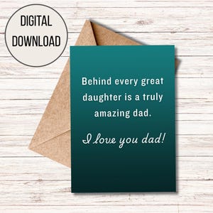 Printable Father’s Day Card from Daughter, Instant Download Father Daughter Card,  DIY Father’s Day Greeting for Dad, Digital Card for Dad