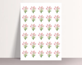 Aquarell Tulpen Grußkarte: Blumige Blanko-Karte zum Muttertag