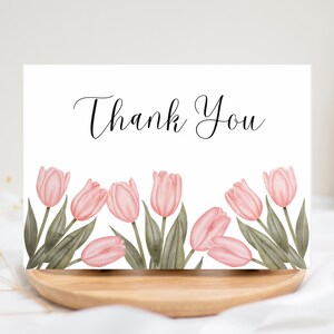 Bedankkaart Tulp | Bloemenwenskaart voor dankbaarheid | Voorjaarsbedankje | Elegant briefpapier met roze bloem