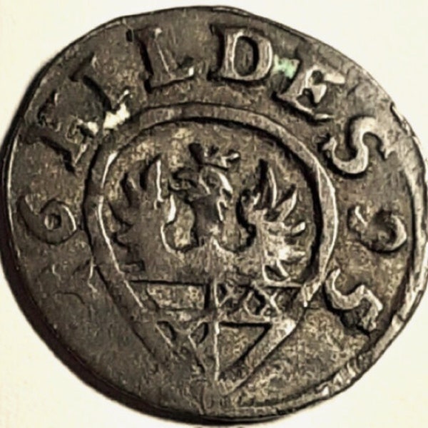 SILVER, 1695 very rare Grade GERMAN States Free City – HILDESHEIM City arms low mintage 2 Pfennig Silver Billon Coin