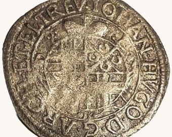 SILVER, Authentic, GERMAN States - TRIER, Saint Peter, Archbishopric of Trier, John Hugh of Orsbeck, 1678, 4 Pfennig, Silver Coin