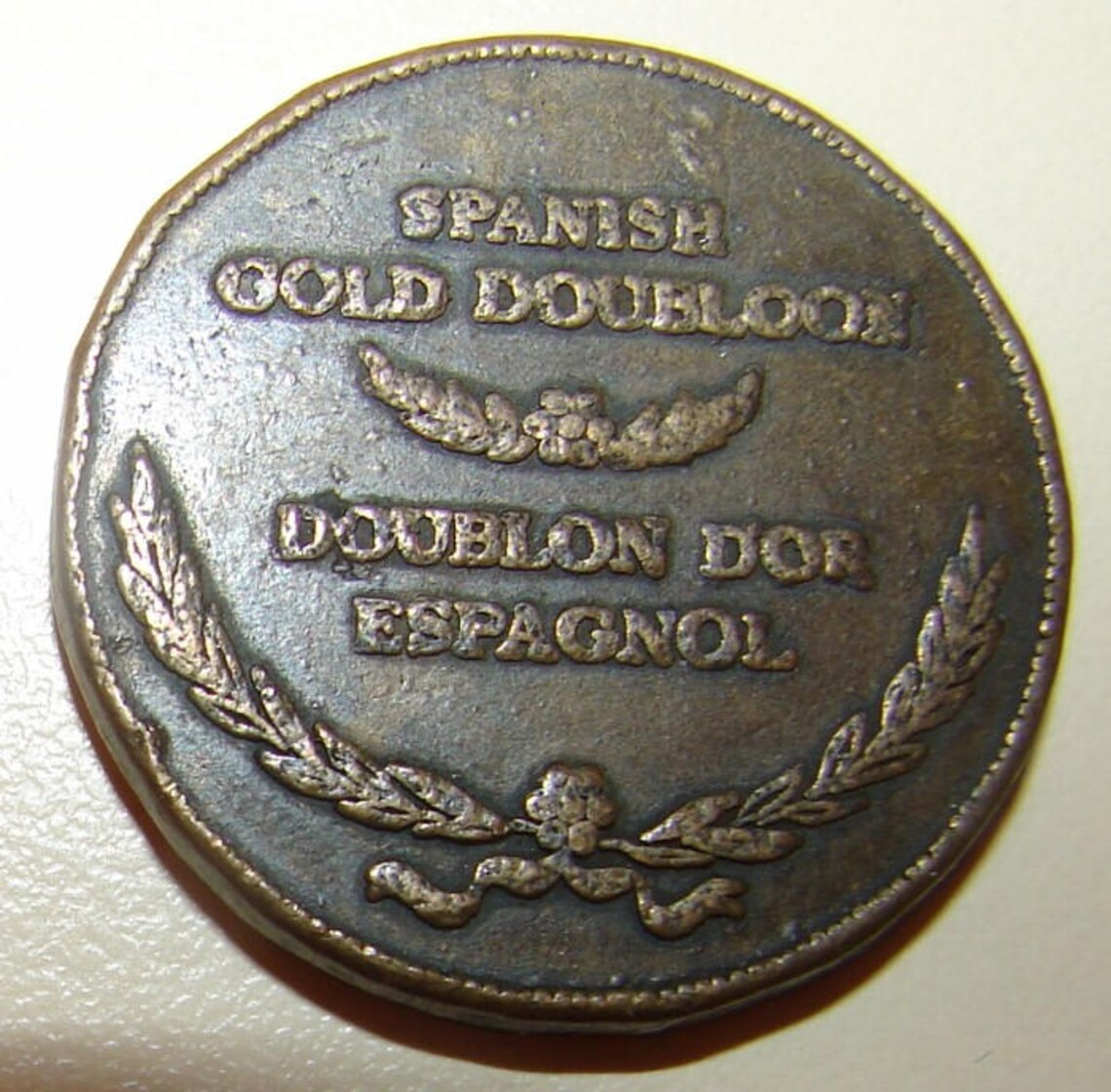 1747 SPANISH GOLD DOUBLOON Restrike Copper Coin Medal Charm Etsy
