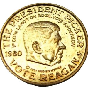 USA, 1980, PRESIDENT PICKER 1980, the President Picker Reagan & Carter, political Medal Coin Token