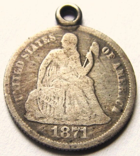 1871 LIBERTY LOVE TOKEN Seated Liberty Dime silve… - image 2