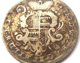 Silver, Authentic 1765 GERMAN States HILDESHEIM, Friedrich Wilhelm BISHOPRIC, Crowned arms, 1/12 Thaler, Billon Silver Coin