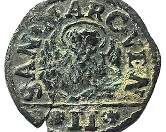 ITALY, ALBANIA, 1691 - 1709 17th CENTURY - Venice, - Dalmatia and Albania, Lion of St Mark Gazzetta, 2 soldi, Authentic copper coin