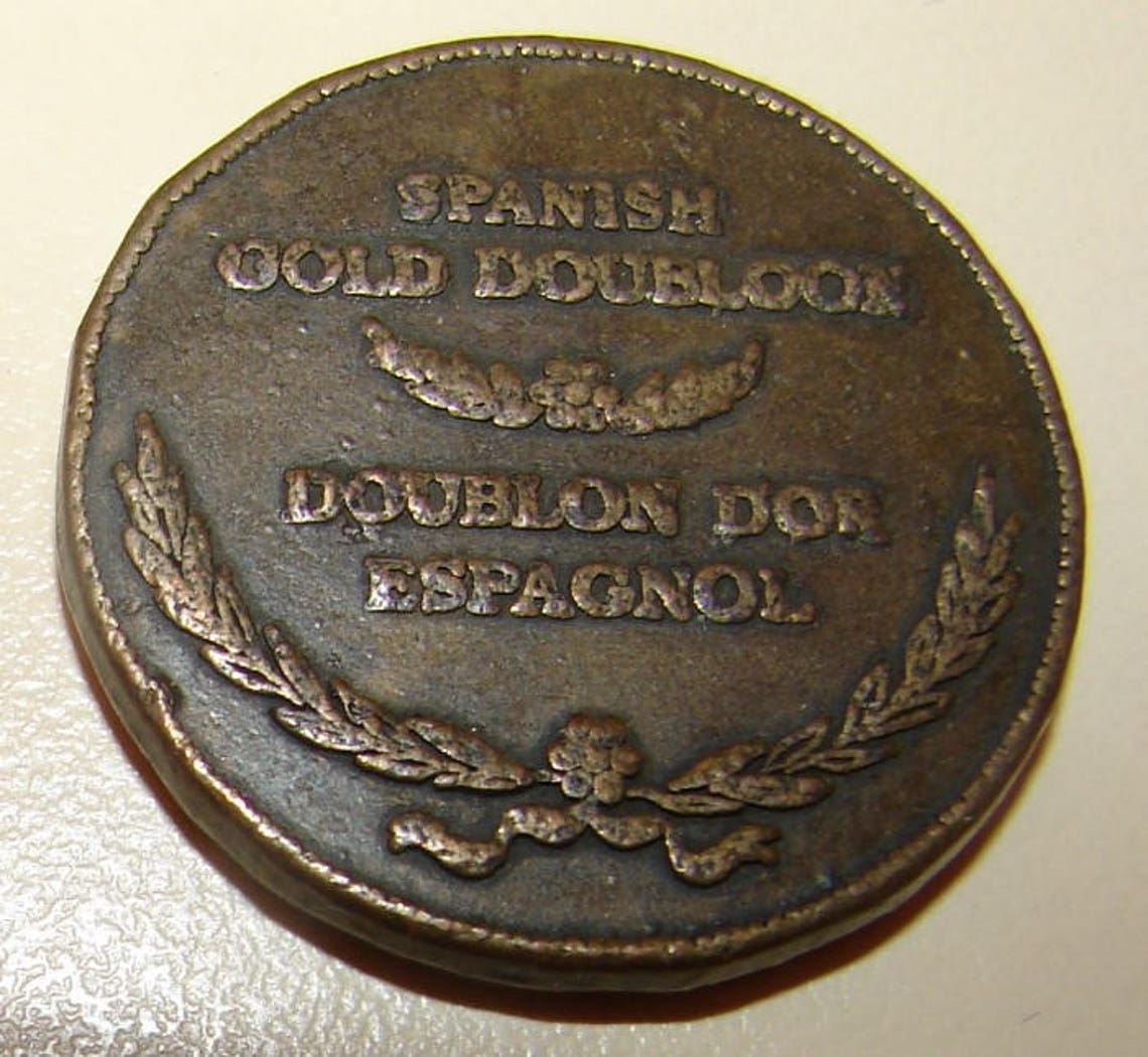 1747 SPANISH GOLD DOUBLOON Restrike Copper Coin Medal Charm Etsy