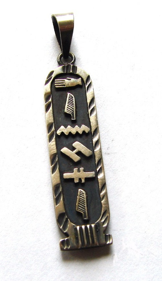 EGYPTIAN HIEROGLYPHICS CARTOUCHE Jewelry Silver Na