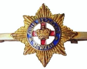 BRITISH, 1922, DRAGOON GUARDS 4TH /7TH, Royal Army Regimental, Patrick Star Enamel Sweetheart Pin Brooch