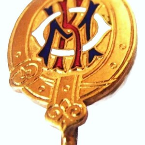 VICTORIAN HERALDIC CHATELAINE Antique Coat of Arms Heraldic Monogrammed Mko Enameled Badge