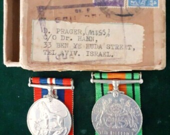 WWII BRITISH JEWISH Fighter 2nd World War 1939-1945 & Defense, Authentic 2 Medals, Ribbons and Original Documents in Authentic Genuine box