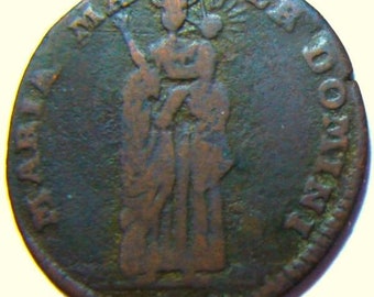 1753 GERMAN STATES, Free City GOSLAR Saxony, 1 Pfennig, Madonna in wide mantle, Catholic icon, Authentic Copper Coin