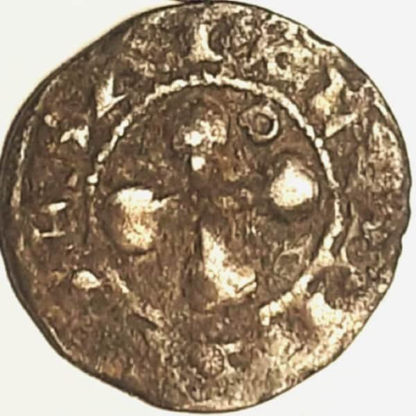 SILVER, Crusader Medieval FRANCE Valence GROSSO Valence. Anonymous Bishops (12th century). Cross with annulet, Silver Billon Denier Coin