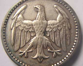 SILVER, GERMANY, 1924 J, Weimar Republic, eagle facing left, Extremely Rare Grade, 3 Mark, Authentic Silver Coin