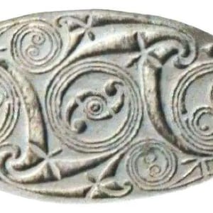 ST JUSTIN CELTIC Pewter Pendant Cornish Jewelry, Vintage Oval Pendant Medallion
