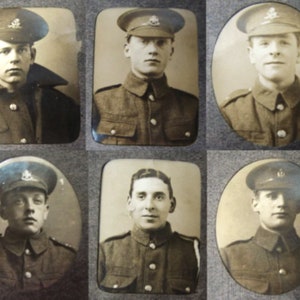 BRITÁNICO, Soldados militares raros de la Primera Guerra Mundial, retratos de recuerdo Fotos tapa dura 24 Fotos reales Pequeño álbum