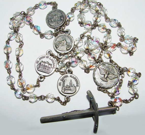 Vintage CATHOLIC CRUCIFIX and Centerpiece Pope Joh