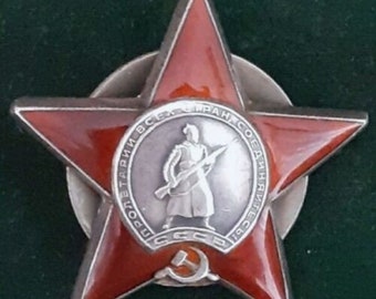 RUSSIA Soviet Union, military, Silver Order of RED STAR Single-grade order Silver, Red enameled, Authentic Badge