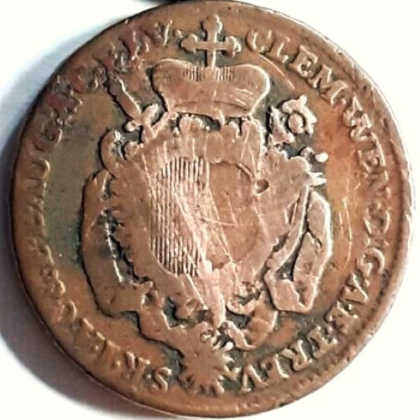 1773 G, GERMAN STATES – BISHOPRIC of Augsburg, Lower Saxony, 1 Kreuzer, Clemens Wenze, copper coin