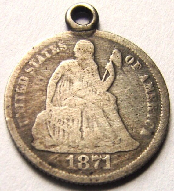 1871 LIBERTY LOVE TOKEN Seated Liberty Dime silve… - image 4