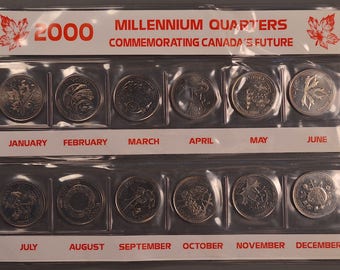 no coins for 12 coin millennium quarter set Details about   2000 CANADA EMPTY CASE 