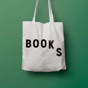fourre-tout en toile LIVRES | Sac en coton Liberty (Noir ou blanc) | Cadeau pour amoureux des livres | Sac de marché minimaliste | Fourre-tout réutilisable pour livres d'épicerie,