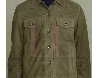 Men&#39;s Suede Leather Bomber Jacket Casual Coat for Men*Trendy Handmade Classic Trucker Denim Style Western Cowboy Motorcycle Collar Jacket