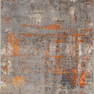 ハンドノットウール＆バンブーシルクエリアラグ - モダンな抽象デザイン 4 x 6フィート