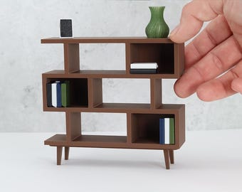 Mini Mid-Century Short Book Case – 1:12 Scale Replica