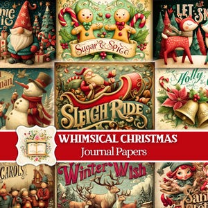 Classic Christmas Junk Journal Kit Merry Christmas Junk Journal Printable Paper Christmas Ephemera Christmas Cards Digital Download