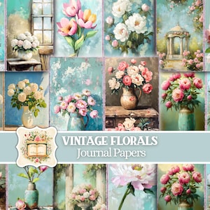 Vintage Floral Junk Journal Digital Download Flower Junk Journal Kit Digital Scrapbook Shabby Chic Flowers Junk Journal Printable Ephemera