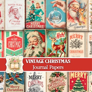 Classic Christmas Junk Journal Kit Merry Christmas Junk Journal Printable Paper Christmas Ephemera Christmas Cards Digital Download
